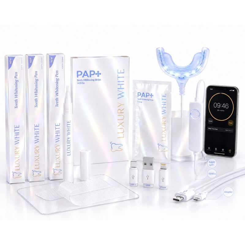 Luxury White Complete Tandenbleek Bundel met PAP+ Whitening Strips en Pro-LED Set