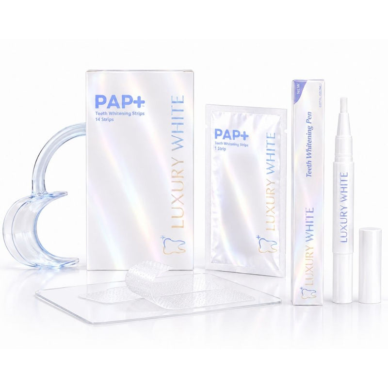 Luxury White Ultimate Whitening Plus met PAP+ Whitening Strips, Whitening Pen en mondspreider